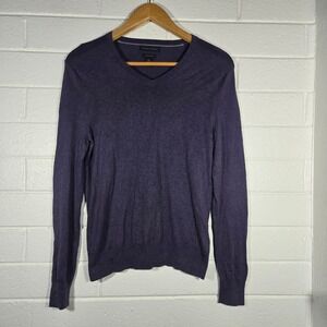 Banana Republic V-Neck Sweater S Purple Silk Cotton Cashmere Office Classic Prep